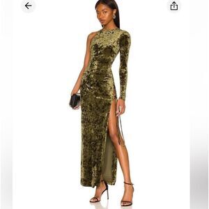 NWT Camila Coelho Gabriel Green Velvet Maxi Dress XS Revolve